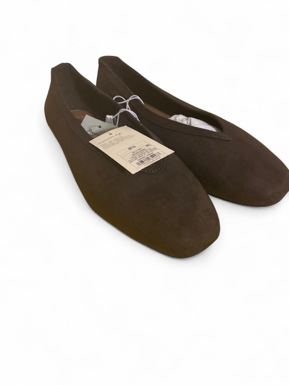 a new day Brown Suede Square-Toe Ballet Flats
